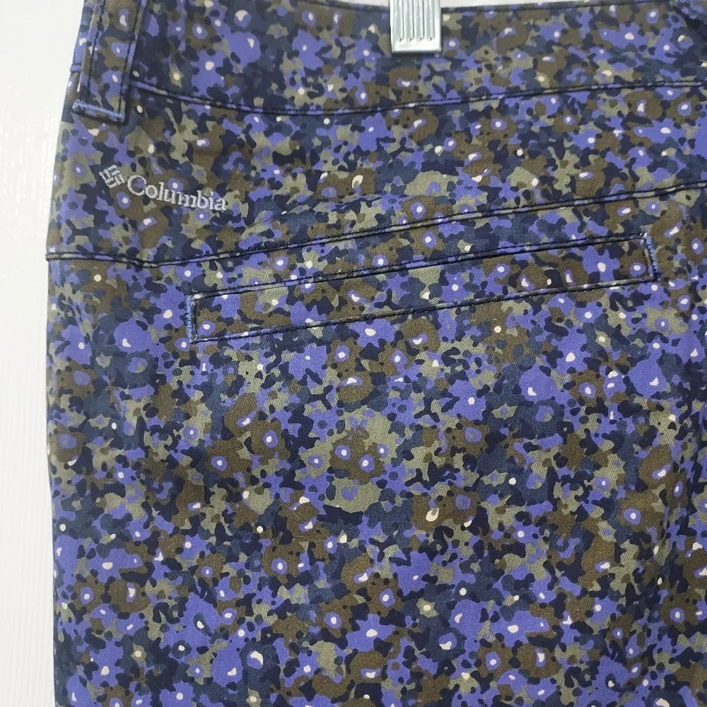 Columbia Purple and Green Kenzie Cove Floral Printed Shorts Size 16 - 4" Inseam - Picture 7 of 11